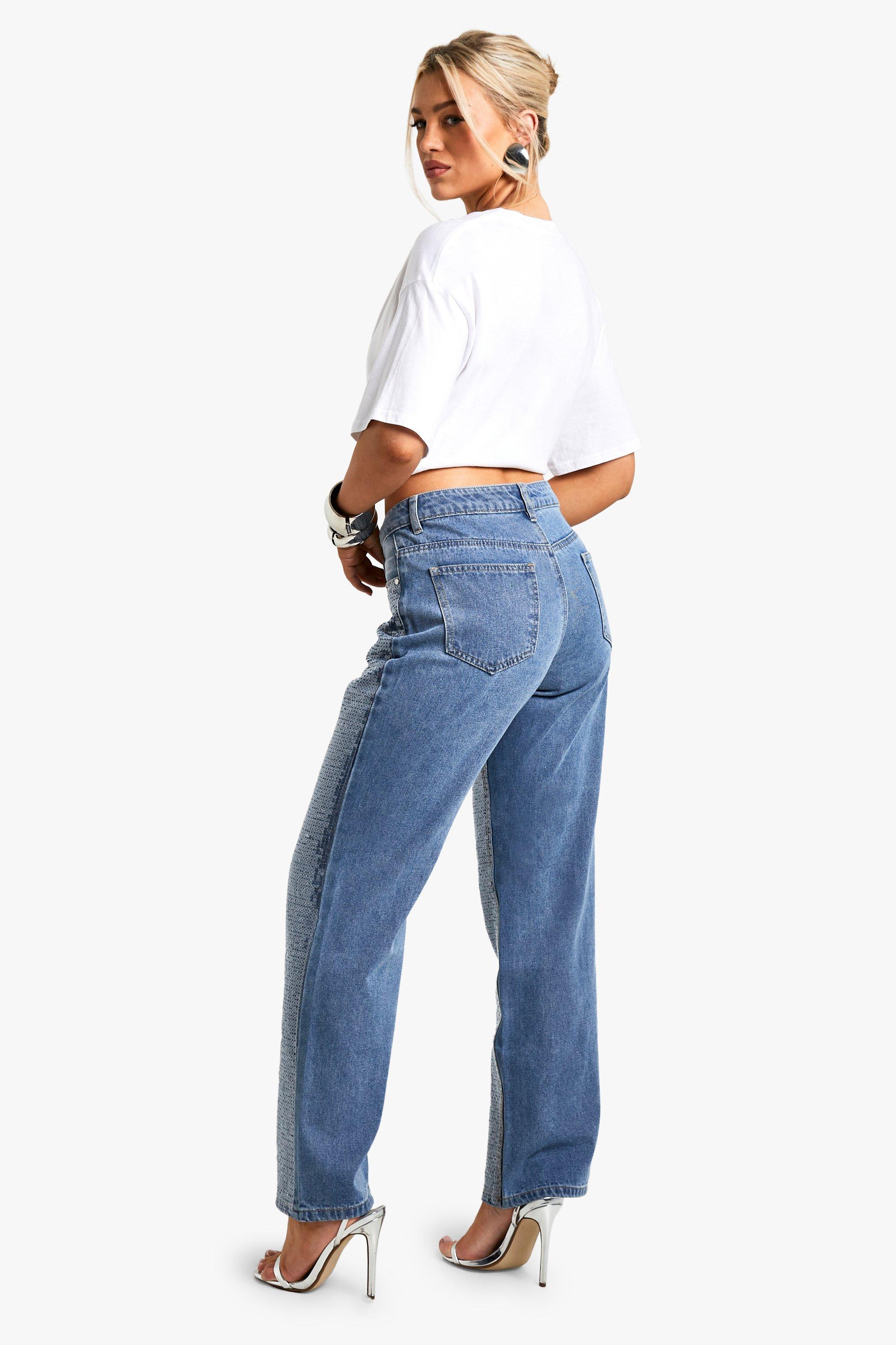 Sequin Straight Leg Jeans